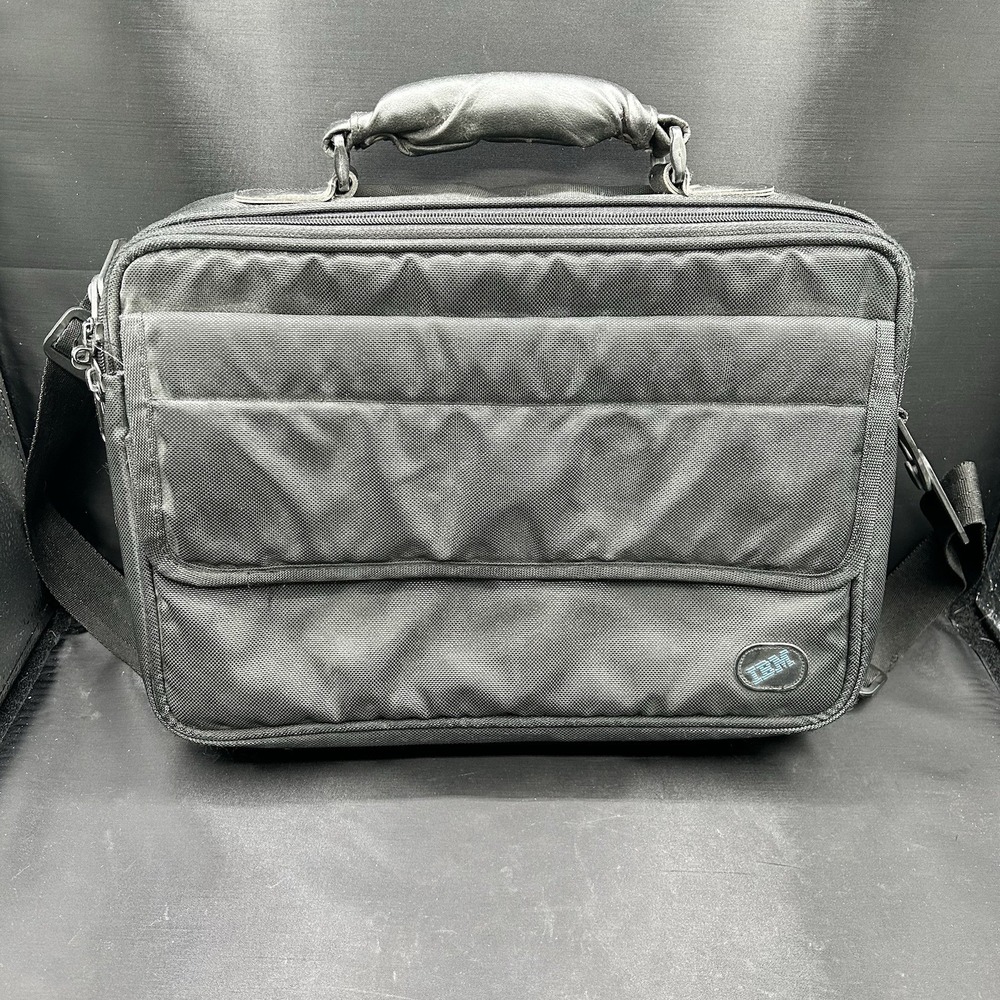 Vintage IBM Laptop‎ Messenger Tote Bag Black Canvas 80s crossbody top handle VTG